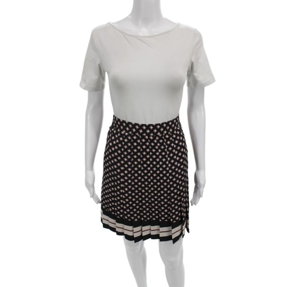 Kate Spade New York Women Black Argyle Mini Skirt Zip Polyester Preppy Size 8
